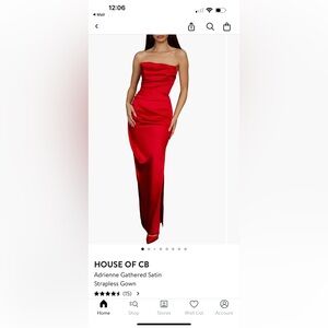 HOUSE OF CB Adrienne Gathered Satin Strapless Gown
